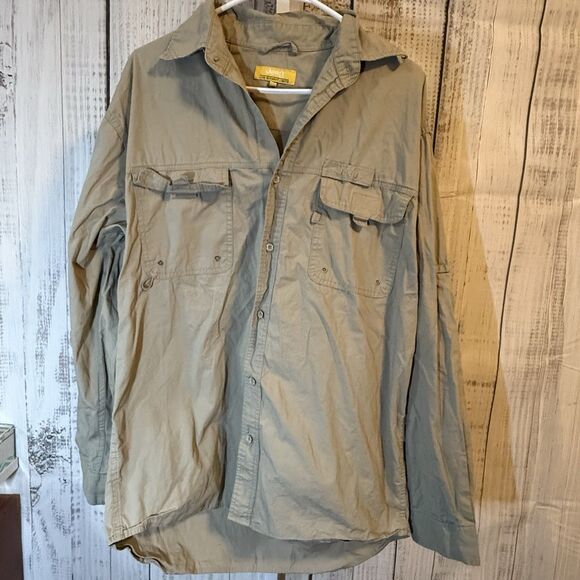 Jeep Other - Jeep Men’s Medium Long Sleeve Shirt Button Down Lightweight Fishing Khaki